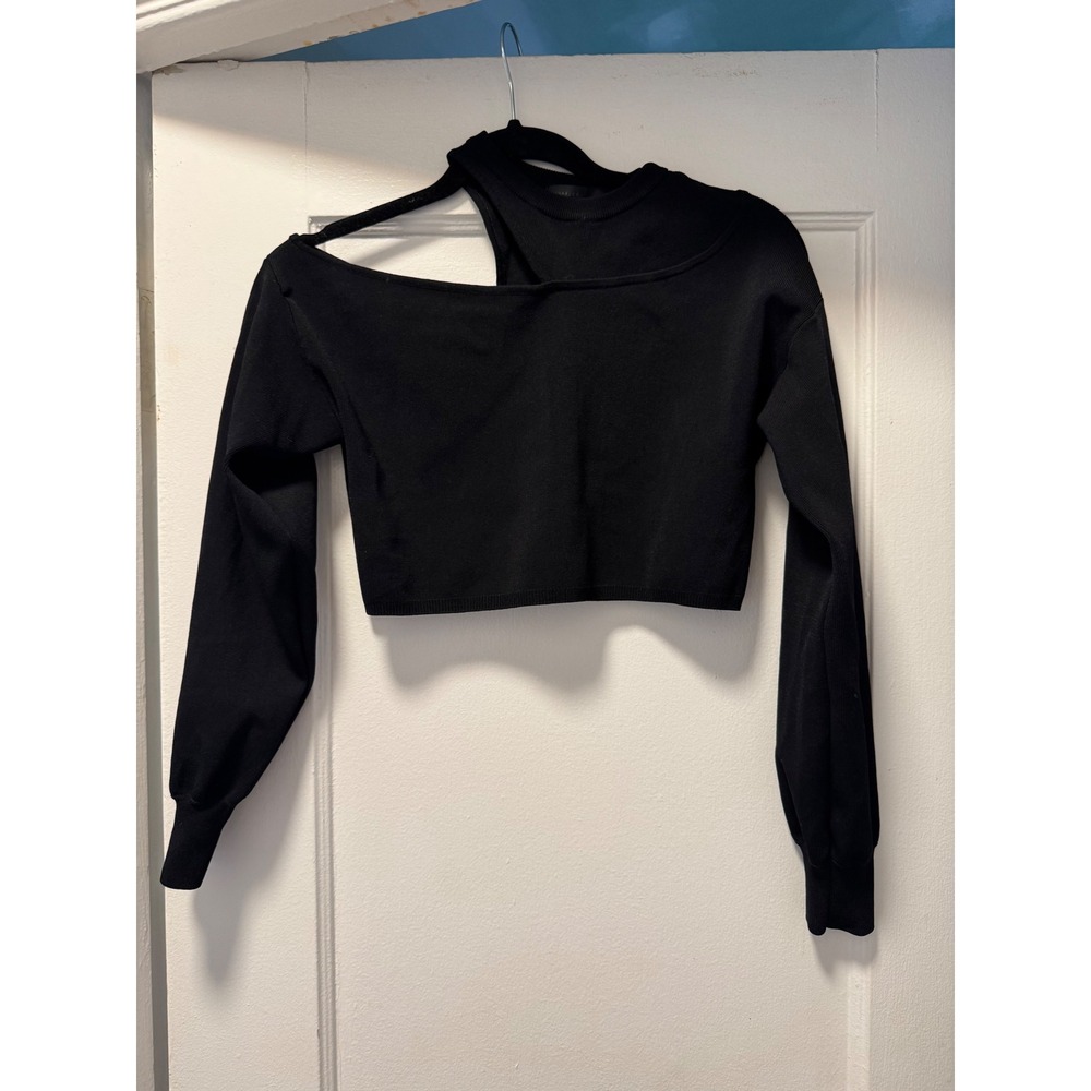 Michael Costello x‎ REVOLVE Black Asymmetrical Cutout Crop Top Sweater XS